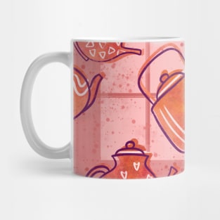 Pink Plaid Tea Lover Teapots Pattern Mug